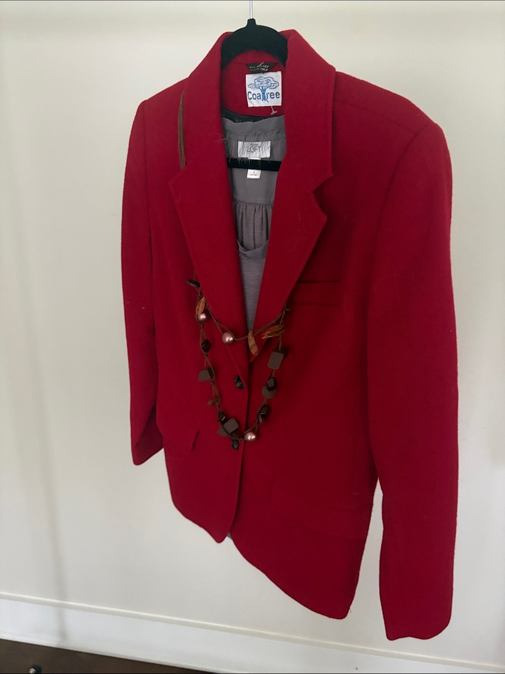 Women's Red Tailored Wool Vintage Blazer Jacket